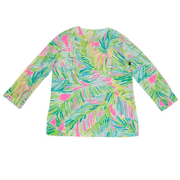 Lilly Pulitzer Tunic Shirt Womens Small Green Pink Amelia Island Tropical Storm - Picture 3 of 14